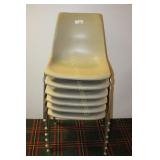 6 PLASTIC SEAT STACKING CHAIRS