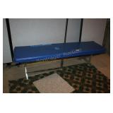 BLUE UPHOLSTERED BENCH
