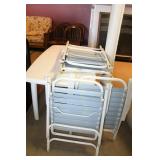 PLASTIC PATIO TABLE AND FOLDING CHAIRS