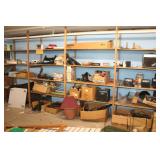 LARGE COLLECTION OF ITEM AND WOOD SHELVING