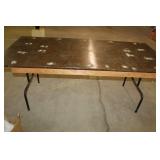 HOMEMADE WOOD TABLE WITH FOLDING LEGS