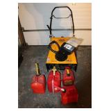 CUB CADET 21" GAS SNOW BLOWER AND 4 GAS CANS
