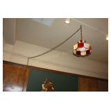 SLAG STAINED GLASS HANGING LAMP