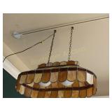 SLAG STAINED GLASS HANGING DOUBLE LAMP