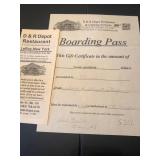 $20 D&R DEPOT RESTAURANT GIFT CERTIFICATE  #3