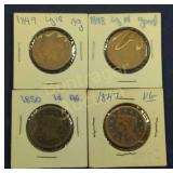 4 LARGE CENTS 1847, 