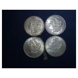 4 MORGAN SILVER DOLLARS-  1883, 