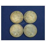 4 - PEACE SILVER DOLLARS  3 -1922 & 1 -1923