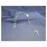 VINTAGE STERLING SILVER & BLUE GLASS BEAD ROSARY