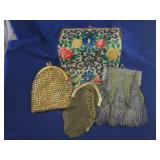 VINTAGE LOT OF 4 MESH AND BEADED PURSES