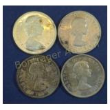 4 -1960 CANADIAN SILVER DOLLARS