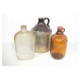 STONEWARE GALLON JUG & OTHER GLASSWARE