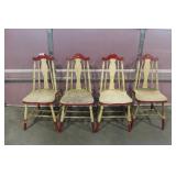 4 RED & WHITE PAINTED CHAIRS