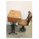 SMALL ADJUSTABLE DESK AND PEDESTAL CHAIR