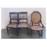 3 CANE SEAT CHAIRS