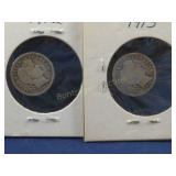 5 BARBER DIMES 1901,02,10,12,13