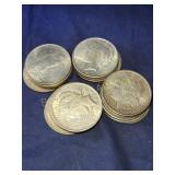 20 SILVER DOLLARS - 6 MORGANS,14 PEACE