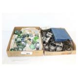 GROUPING OF SILVER PLATE AND GLASS EGGS