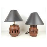 Pair of Wagon Wheel Table Lamps