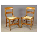 Pair 19th c. Tiger Maple Empire Chairs