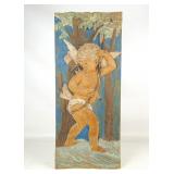 Carved Folk Art Cupid Panel