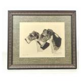 1930's Etching of Dogs