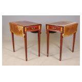 Pair Vintage Inlaid Dropleaf Tables