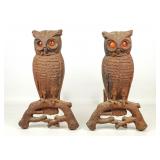 Pair Vintage Owl Andirons