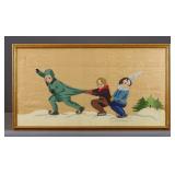 Vintage Felt Work of Ice Skaters
