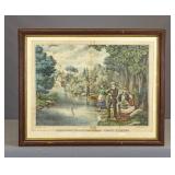 19th c. Print 'AMERICAN SPORTING SCENE: TROUT FISH