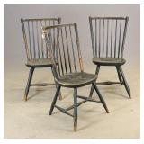 (3) 19th c. Rodback Windsor Side Chairs