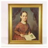 Painting: 19th c. Portrait of a Girl