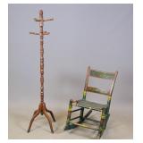 Hat Tree and Rocking Chair Lot