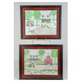 Pair Folk Art Paintings