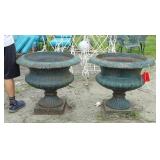 Pair Cast Iron Urns