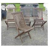 Set of (4) Teak Folding Chairs