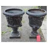 Pair Cast Iron Urns