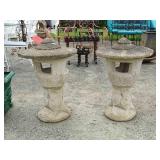Pair Poured Stone Tree Statues