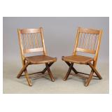 Pair Vintage Child's Folding Chairs