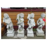 Set (4) Poured Stone Figures