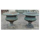 Pair Cast Iron Urns