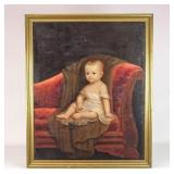 Painting: 19th c. Portrait of a Child