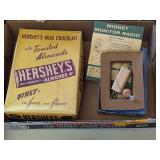 VINTAGE HERSHEY'S BOX & MIDGET MONITOR RADIO