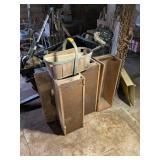 WOODEN BOXES, WICKER BASKET, AND MORE