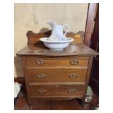 ANTIQUE 3 DRAWER WASH STAND WITH BASIN