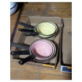 PINK & YELLOW ENAMELWARE POTS