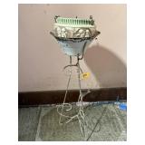 VINTAGE METAL PLANT STAND & HANGING JARDINIERE