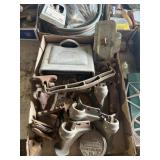 VINTAGE STOVE PARTS, DOOR, FEET, HANDLES, MORE