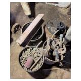 4 PAILS OF NUTS AND BOLTS, VAN BUREN DRILL PARTS