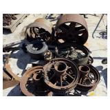 COLLECTION OF STEEL WHEELS & PULLEYS